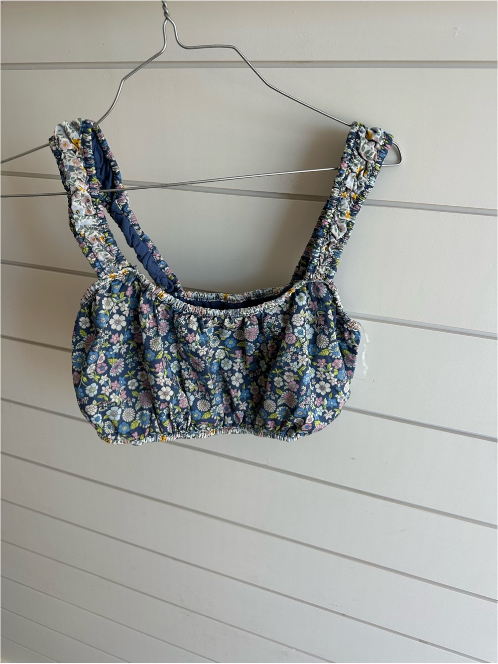 American Eagle Outfitters Navy Floral Smocked Crop Top